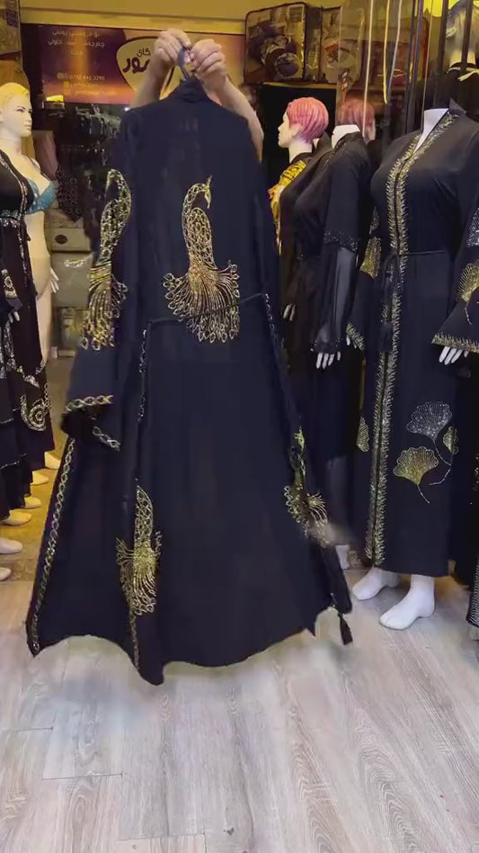 Peacock Golden Stone Design Abaya